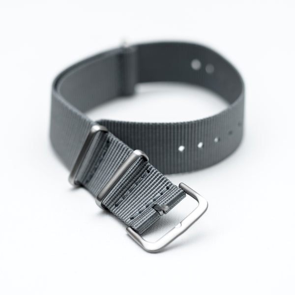 Ballistic grey NATO strap with brushed hardware